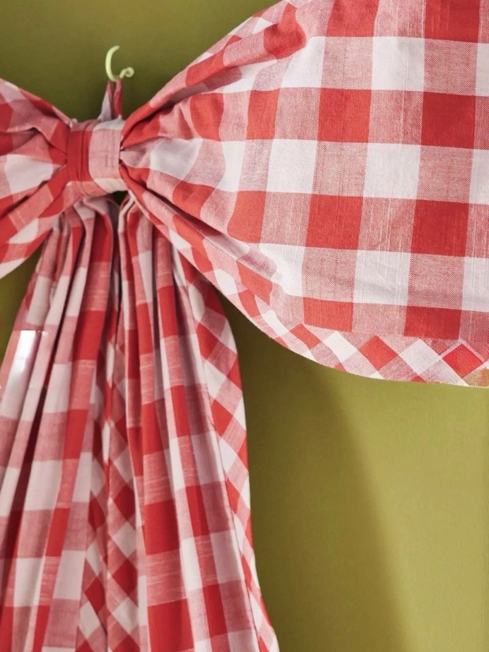 Anthropologie Gingham Oversized Bow Tree Topper Red Plaid New In Box - Picture 3 of 4